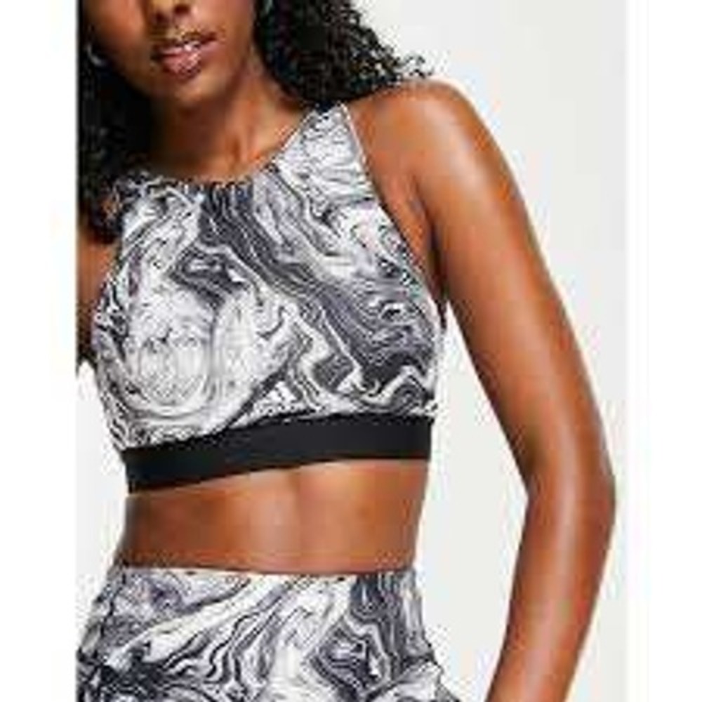 Adidas Hyperglam Aeroready Training Light‎ Support Marble Print Sport Bra